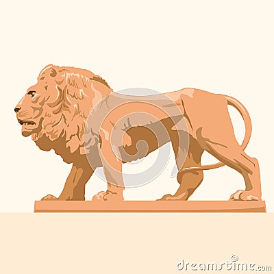 Big monumental profile lion Cartoon Illustration